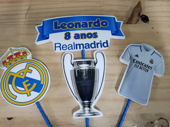 Real Madrid Topo de Bolo Personalizado Pronta Entrega