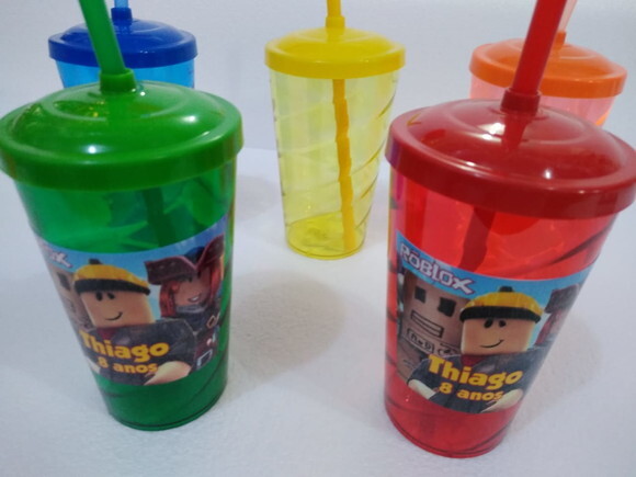 Roblox Copos Canudo Personalizado Pronta Entrega