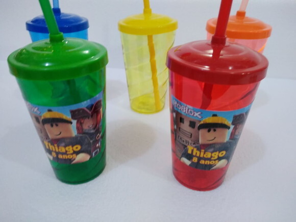 Roblox Copos Canudo Personalizado Pronta Entrega