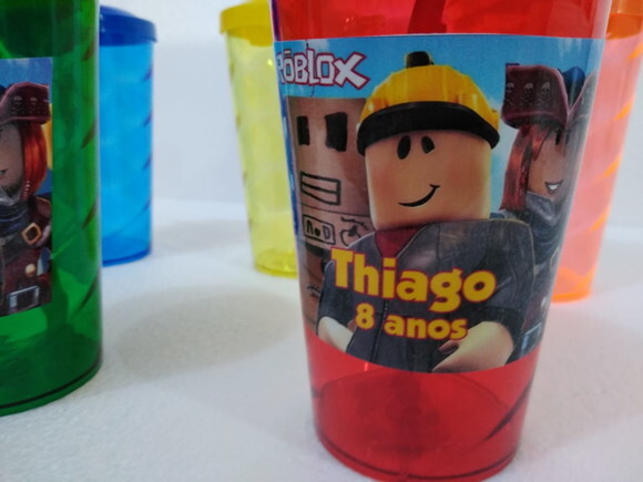 Roblox Copos Canudo Personalizado Pronta Entrega
