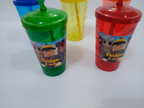 Roblox Copos Canudo Personalizado Pronta Entrega