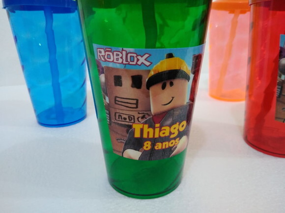 Roblox Copos Canudo Personalizado Pronta Entrega