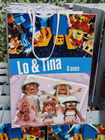 Roblox Gemeos Sacola Personalizada T 24x17x8 Pronta Entrega