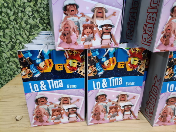 Roblox Gemeos Sacola Personalizada T 24x17x8 Pronta Entrega