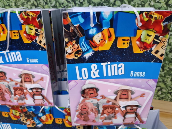 Roblox Gemeos Sacola Personalizada T 24x17x8 Pronta Entrega