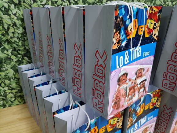 Roblox Gemeos Sacola Personalizada T 24x17x8 Pronta Entrega