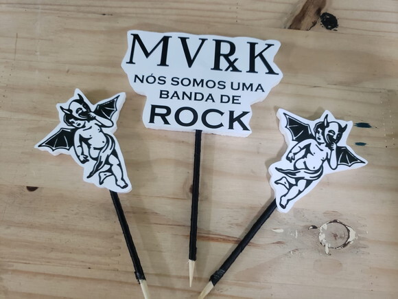Rock Topo de Bolo Personalizado Pronta Entrega