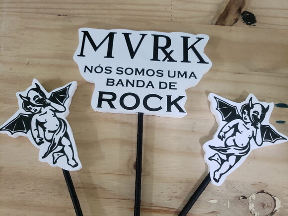 Rock Topo de Bolo Personalizado Pronta Entrega