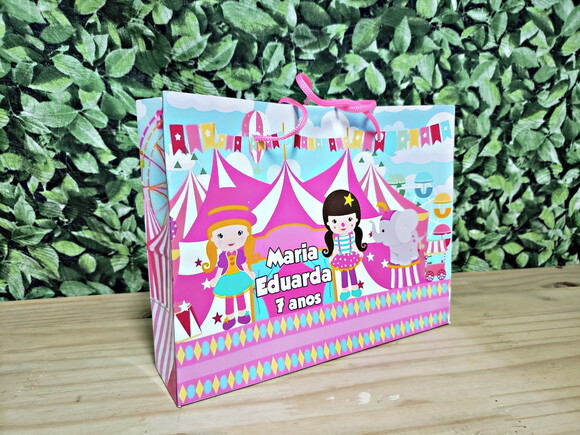 Sacola Personalizada Circo Rosa Horizontal
