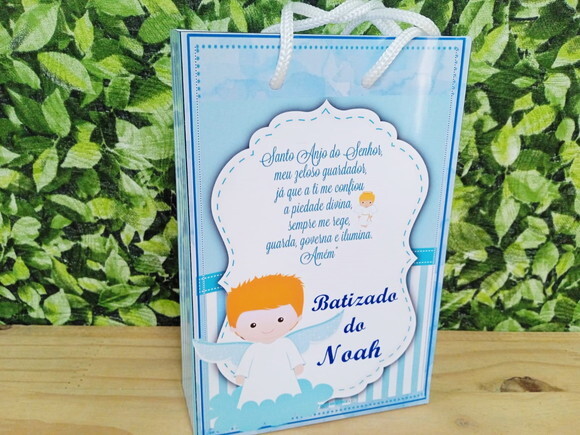 Sacola Personalizada Batizado Anjo