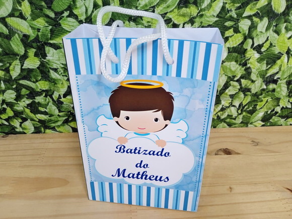Sacola Personalizada Batizado Anjo