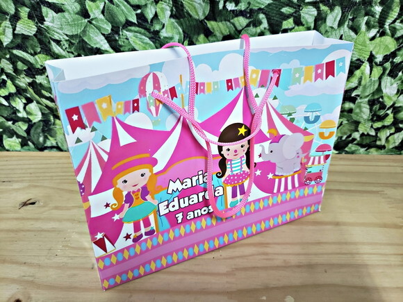 Sacola Personalizada Circo Rosa Horizontal