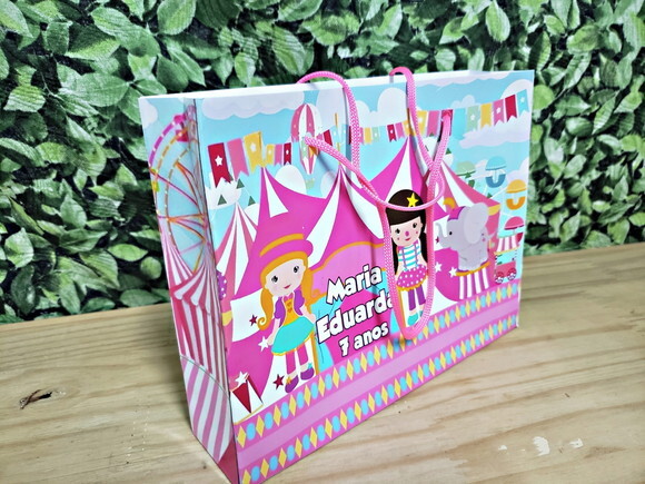 Sacola Personalizada Circo Rosa Horizontal