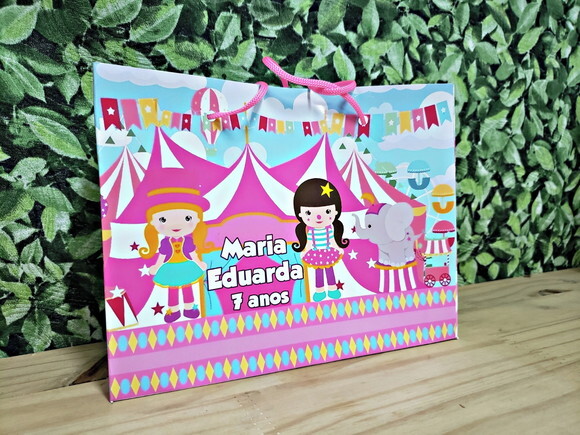 Sacola Personalizada Circo Rosa Horizontal
