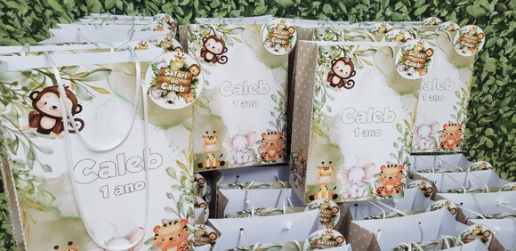 Sacola Personalizada Safari Aquarela Tam Médio