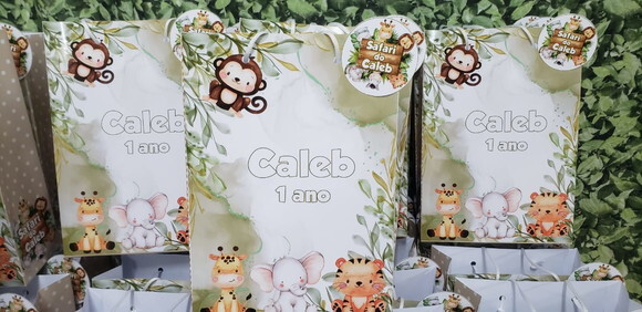 Sacola Personalizada Safari Aquarela Tam Médio