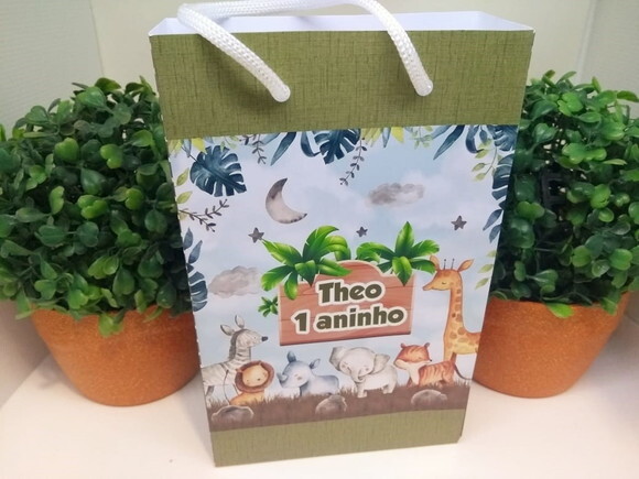 Safári Aquarela Sacola Personalizada Pronta Entrega