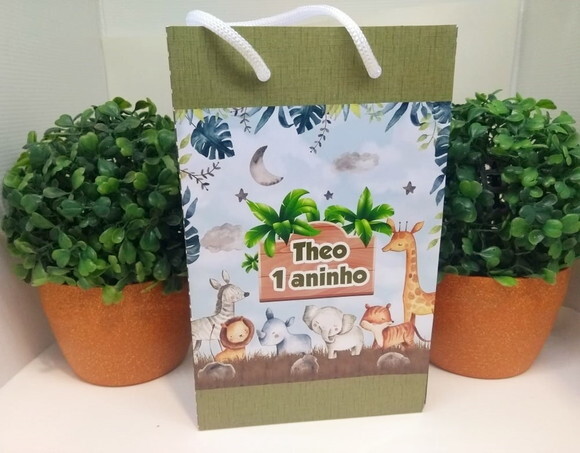 Safári Aquarela Sacola Personalizada Pronta Entrega