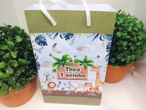 Safári Aquarela Sacola Personalizada Pronta Entrega