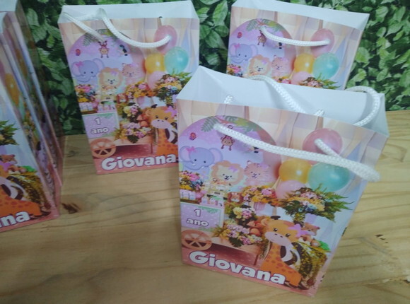 Safári Menina Sacola Personalizada Pronta Entrega