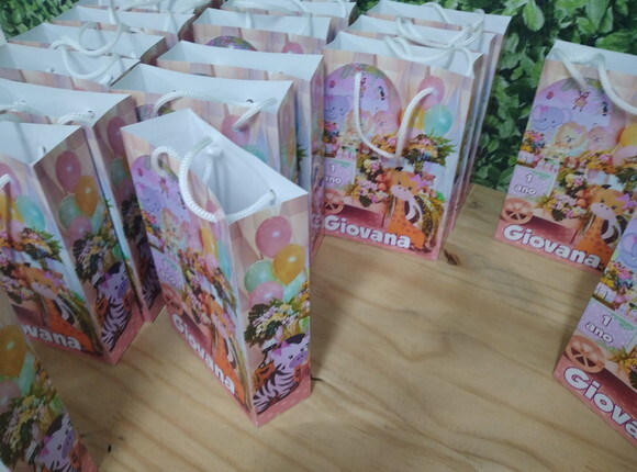 Safári Menina Sacola Personalizada Pronta Entrega