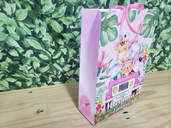 Safari Rosa Sacola Personalizada Pronta Entrega