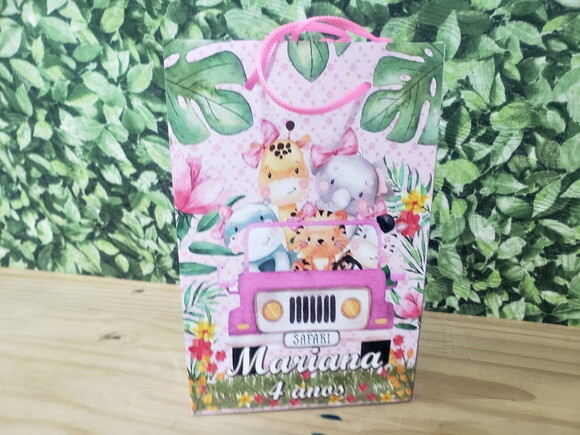 Safari Rosa Sacola Personalizada Pronta Entrega
