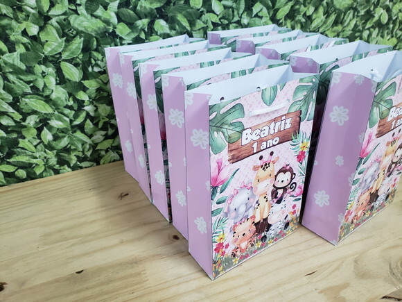 Safari Sacola Personalizada Menina Pronta Entrega