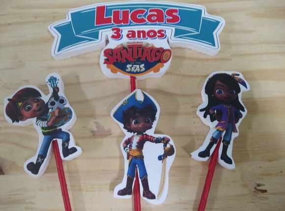 Santiago dos Mares Topo de Bolo Personalizado Pronta Entrega