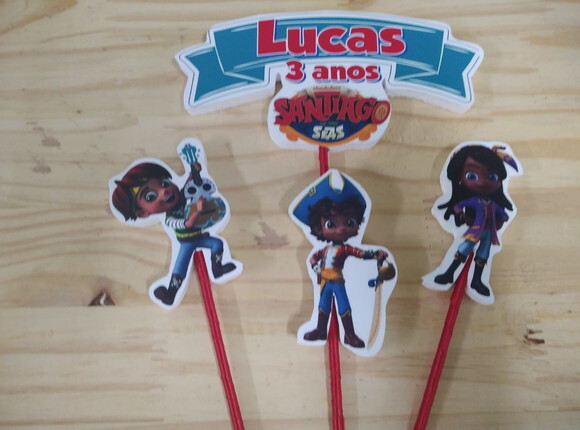 Santiago dos Mares Topo de Bolo Personalizado Pronta Entrega