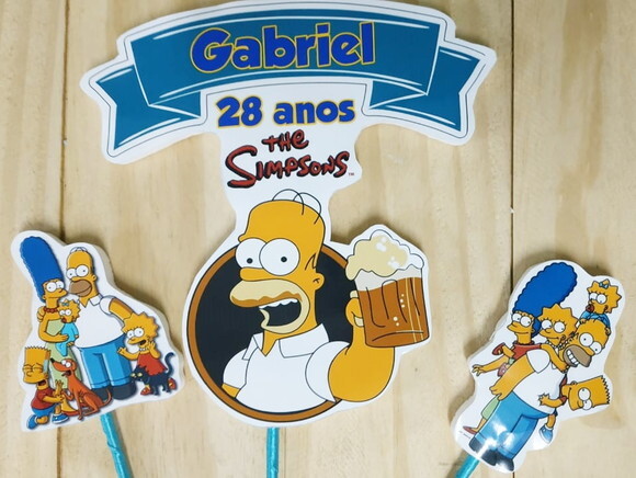 Simpson Topo de Bolo Personalizado Pronta Entrega