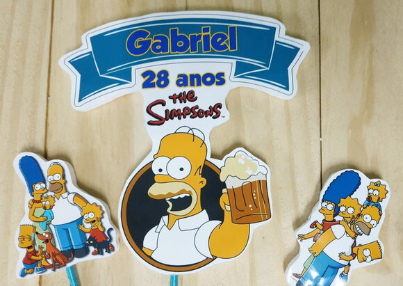 Simpson Topo de Bolo Personalizado Pronta Entrega