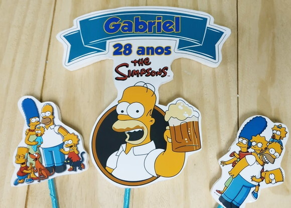 Simpson Topo de Bolo Personalizado Pronta Entrega