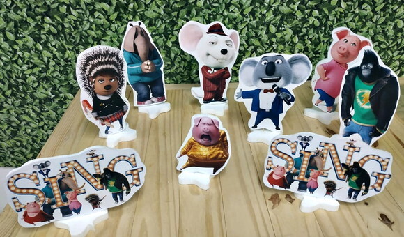 Sing Kit de Mesa Tipo Displays 9 Peças Pronta Entrega