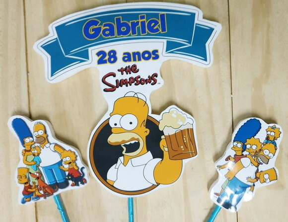 Simpson Topo de Bolo Personalizado Pronta Entrega