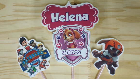 Skye Topo de Bolo Personalizado Pronta Entrega