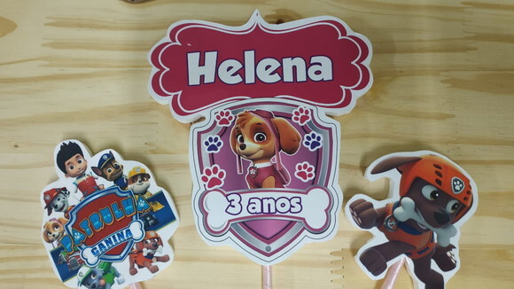 Skye Topo de Bolo Personalizado Pronta Entrega