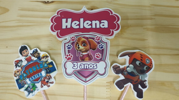 Skye Topo de Bolo Personalizado Pronta Entrega