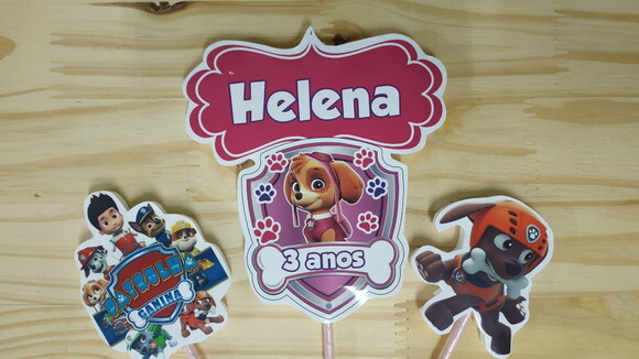 Skye Topo de Bolo Personalizado Pronta Entrega