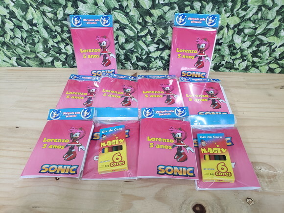 Sonic Amy Rose Caderninho Lembrancinha Personalizada