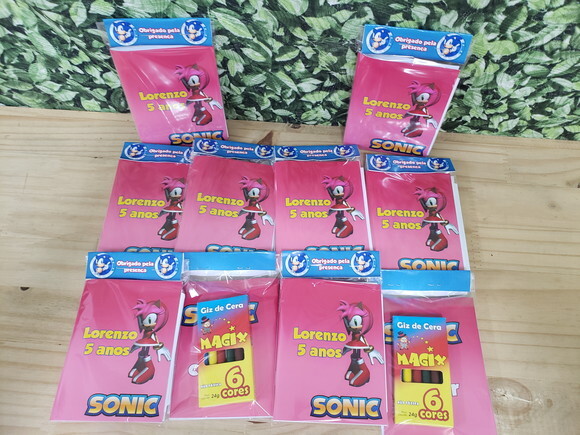 Sonic Amy Rose Caderninho Lembrancinha Personalizada