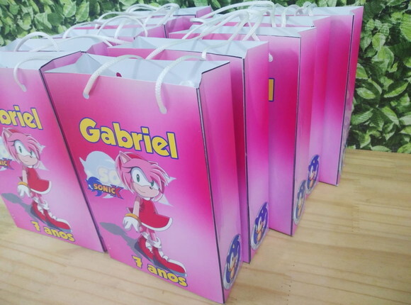 Sonic Amy Rose Sacola Personalizada Tam 14,4x10,5x3,00 cm