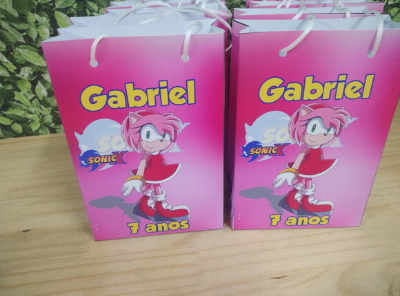 Sonic Amy Rose Sacola Personalizada Tam 14,4x10,5x3,00 cm