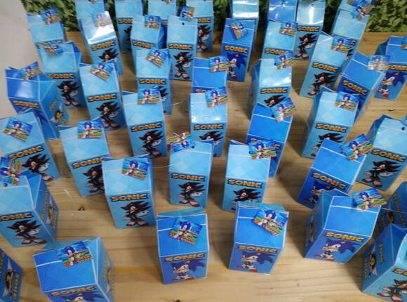 Sonic Caixa Milk Personalizada com Tag de Agradecimento