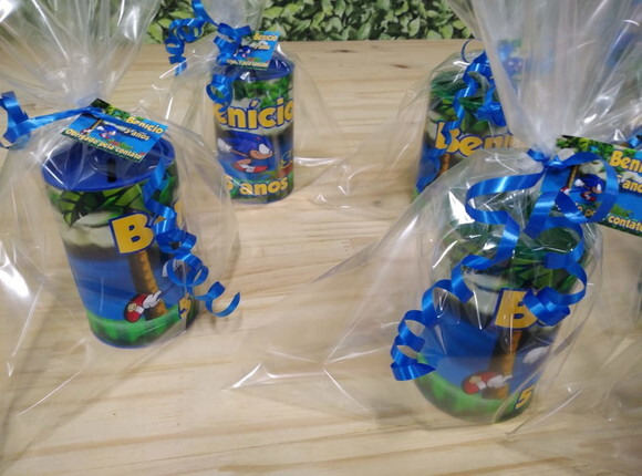 Sonic Cofrinho Personalizado com Saquinho e Tag