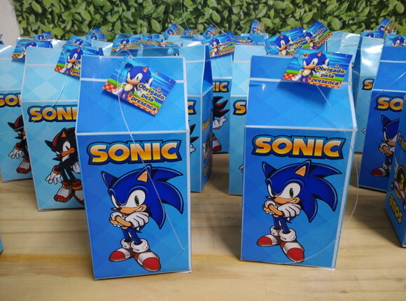 Sonic Caixa Milk Personalizada com Tag de Agradecimento