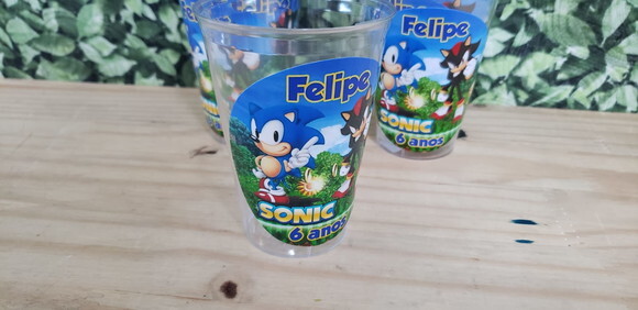 Sonic Copo 300 ml Descartável Personalizado Pronta Entrega