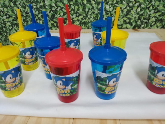 Sonic Copo Canudo Personalizado Pronta Entrega