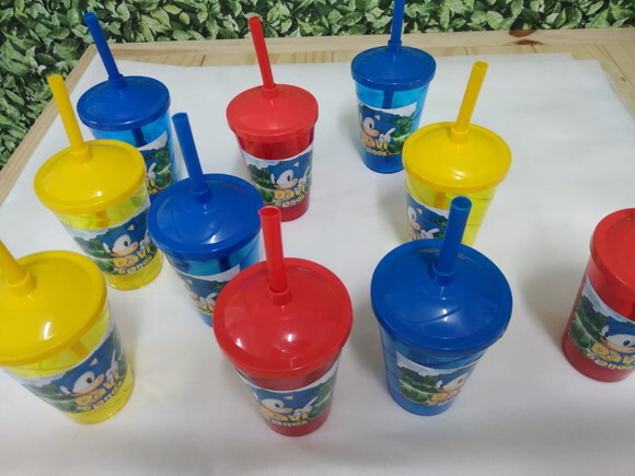Sonic Copo Canudo Personalizado Pronta Entrega