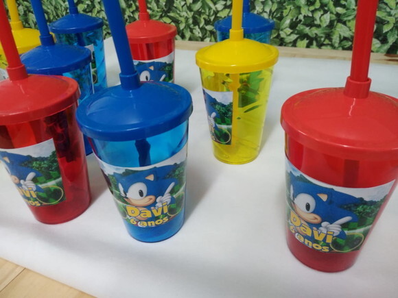 Sonic Copo Canudo Personalizado Pronta Entrega